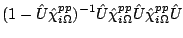 $\displaystyle (1-\hat{U}\hat{\chi}^{pp}_{i\Omega})^{-1}\hat{U}\hat{\chi}^{pp}_{i\Omega}\hat{U}\hat{\chi}^{pp}_{i\Omega}\hat{U}$